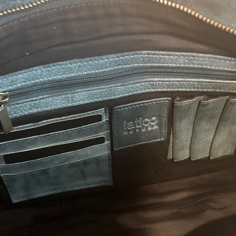 latico Navy Blue Leather Tote with Detachable Strap - Picture 2 of 15